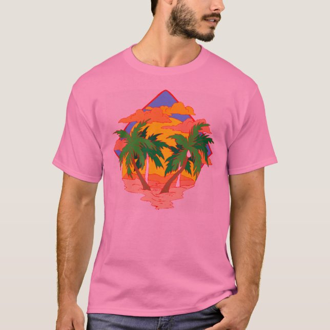 T-shirt Coucher du soleil de plage (Devant)