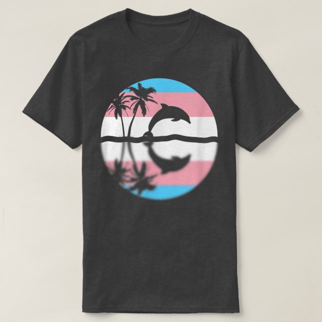 T-shirt Coucher du soleil sur la fierté transgenre, drapea (Design devant)