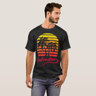 T-shirt Coucher du soleil tropical de Galveston 80s