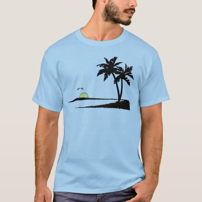 T-shirt coucher du soleil tropical d'été (Devant)
