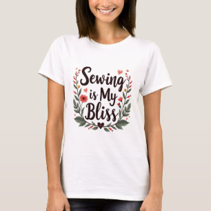 T-shirt Coudre Est Mon Bliss Typographie Florale Art