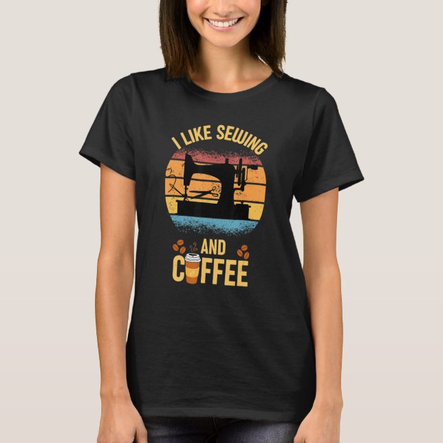 T-shirt Coudre Pour Les Femmes Coudre Machine Café (Devant)