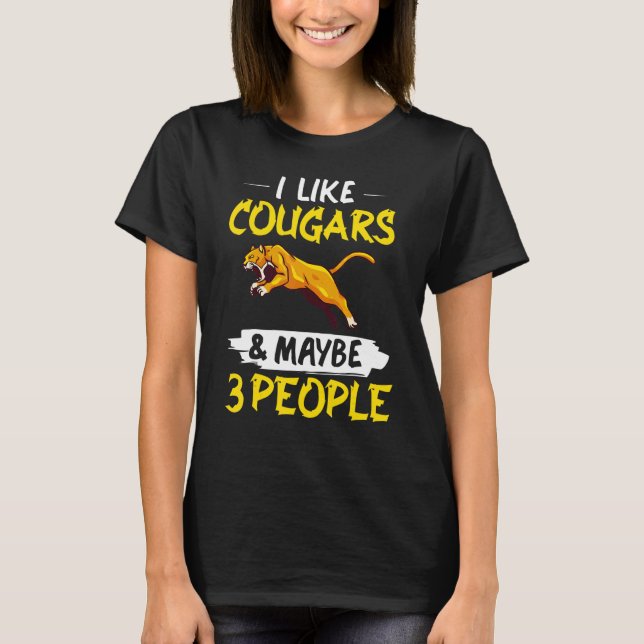 T-shirt Cougar Mountain Lion Animal Cat Head  Cute Wildcat (Devant)