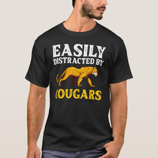 T-shirt Cougar Mountain Lion Animal Cat Head  Cute Wildcat (Devant)