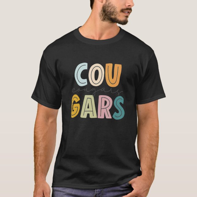 T-shirt Cougars Mascot School Spirit Sports Cheval Fan Tea (Devant)