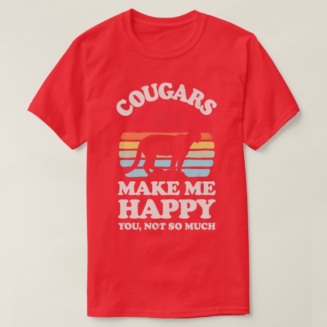 T-shirt Cougars me rendre heureux Sunset Retro pour hommes (Design devant)