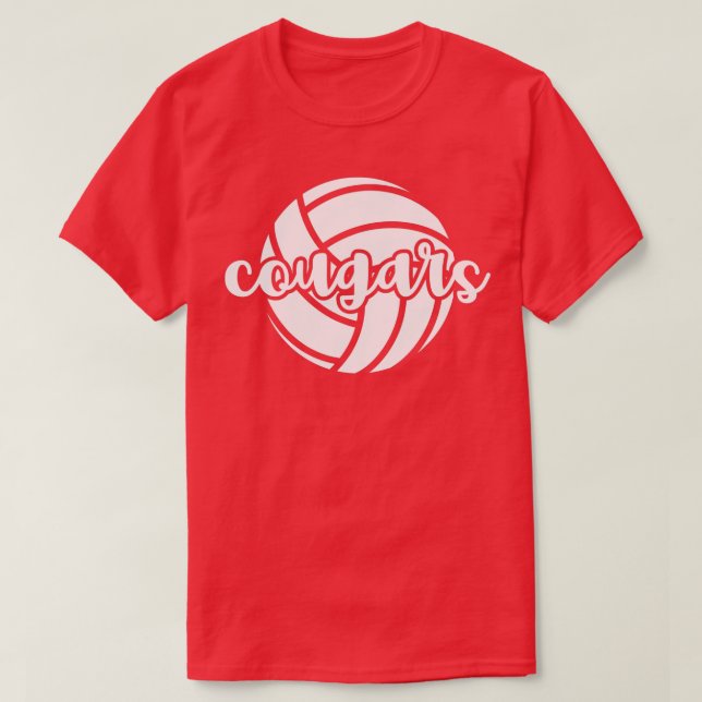 T-shirt Cougars Volleyball Team Mascot School Spirit Game  (Design devant)