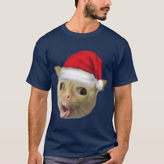 T-shirt Coughing Cat In Christmas Meme friends (Devant)