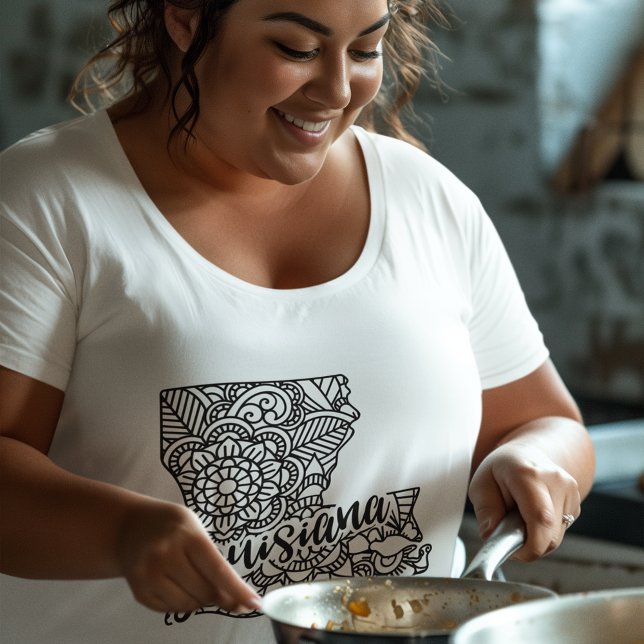 T-shirt Couleur adulte Louisiana Line Art Mandala Map (Créateur téléchargé)