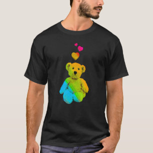 T-shirt Couleur arc-en-ciel Ours en peluche avec Coeurs co