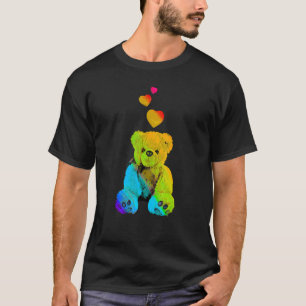 T-shirt Couleur arc-en-ciel Ours en peluche avec Coeurs co