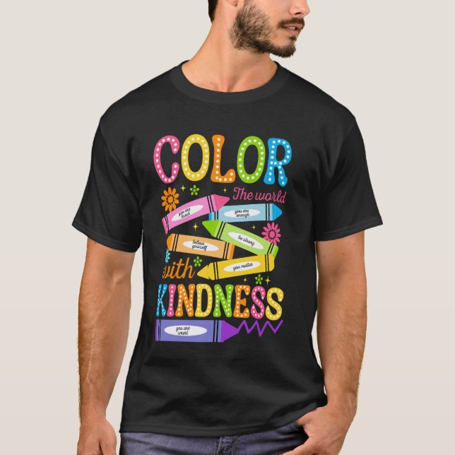 T-shirt Couleur avec Kindness Enseignant de maternelle Éco (Devant)