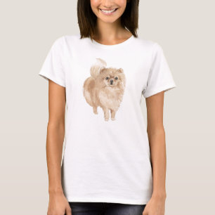 T-shirt Couleur beige mignonne Poméranienne