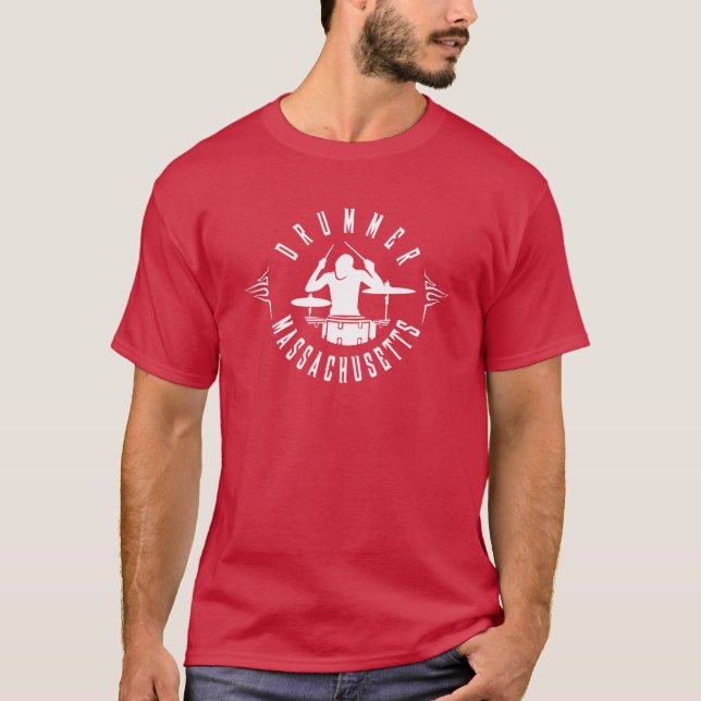 T-shirt Couleur blanche du batteur Massachusetts (Devant)