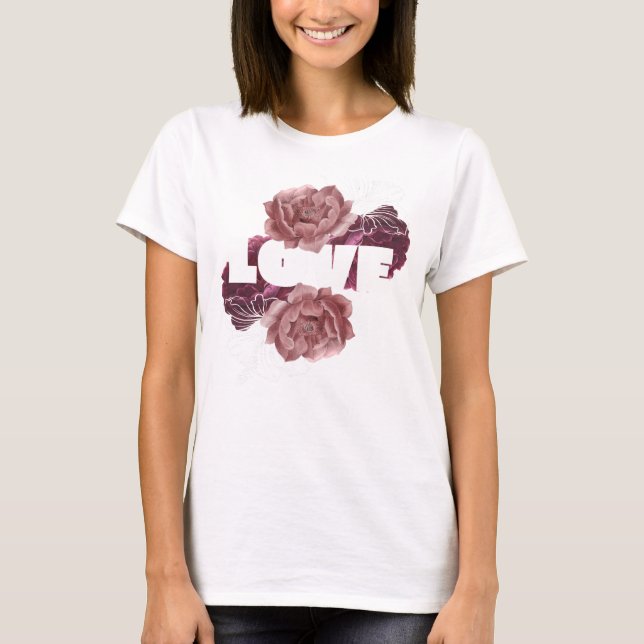 T-shirt couleur blanche femme fleur d'amour (Devant)