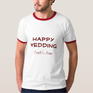 T-shirt Couleur blanche/rouge Mariage de base du couple Ri
