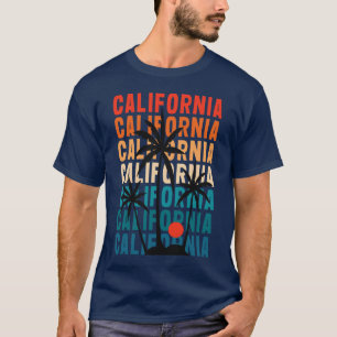 T-shirt couleur bleu Californie Vintage coucher de