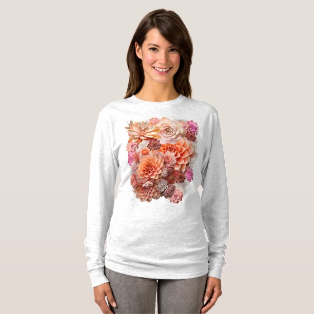 T-shirt Couleur de broyage d'abricot 2024 avec succulents (Devant entier)