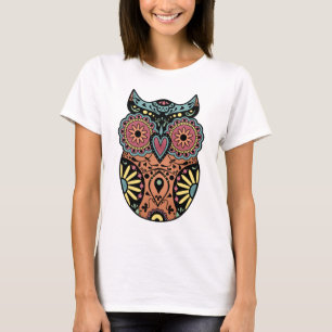 T-shirt Couleur de hibou de crâne de sucre