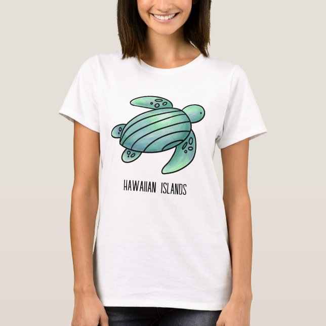 T-shirt couleur de l'eau îles hawaiiennes bleu bleu vert (Devant)