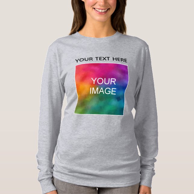 T-shirt Couleur de l'image du texte du client Femme Longue (Devant)