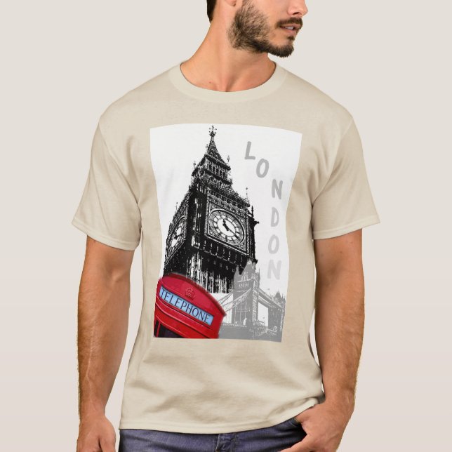 T-shirt Couleur de sable Londres Big Ben Horloge Tower Wes (Devant)
