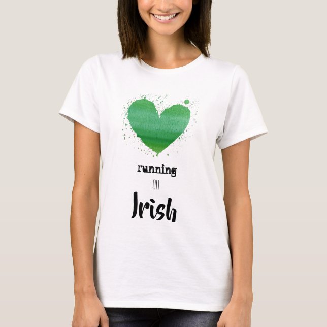 T-shirt *~* Couleur d'eau coureur Fitness Coeur irlandais (Devant)