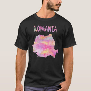 T-shirt Couleur d'eau multicolore Roumanie Carte d'oeuvres