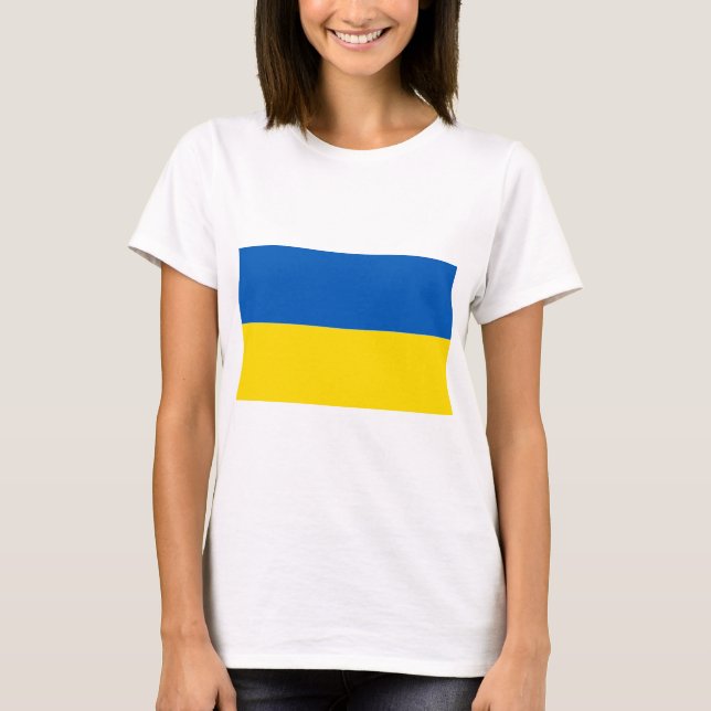T-shirt couleur drapeau de l'Ukraine solide (Devant)
