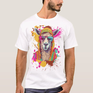 T-shirt couleur drôle Llama   Cute animal élégant