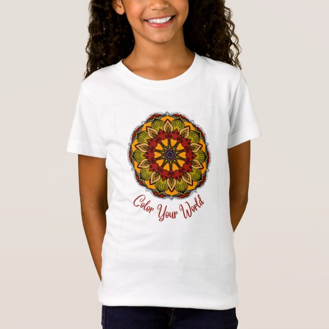T-Shirt Couleur du monde Mandala pour enfants (Devant)