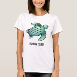 T-shirt couleur eau îles hawaïennes tortue de mer bleu ver