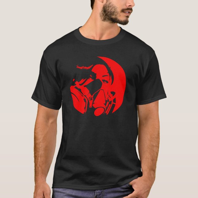 T-shirt couleur foncée de masque de graf (Devant)