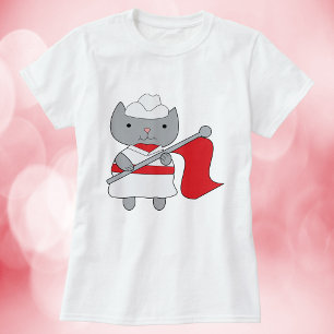 T-shirt Couleur Garde Chat Rouge Blanc