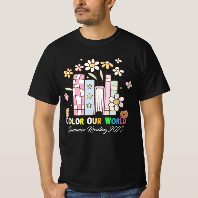 T-shirt Couleur Notre Monde Lecture Été 2025 Mignonne Livr (Devant)