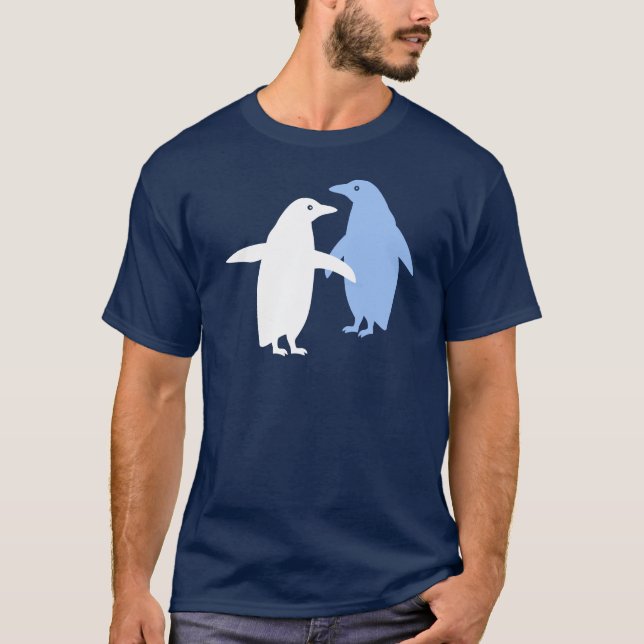 T-shirt Couleur Personnalisée Deux Pingouins (Devant)