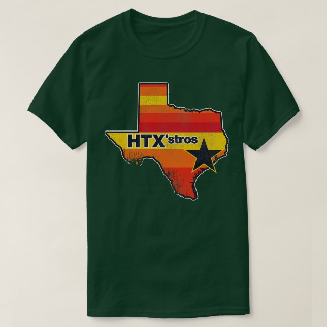 T-shirt Couleur rétro de baseball HTXstros (Design devant)