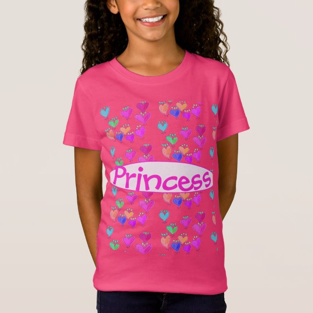 T-shirt couleur rose vif Princesse Heart (Devant)