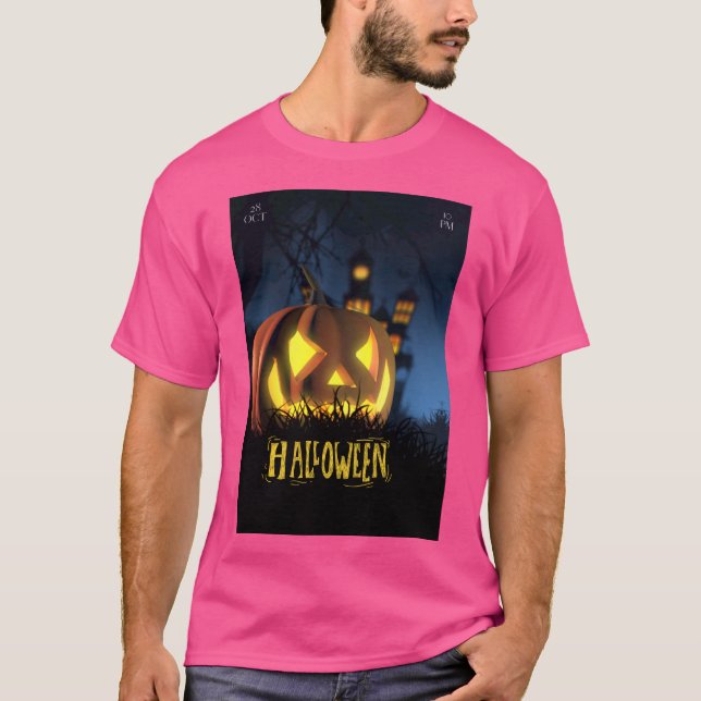 T-shirt couleur rose wow Halloween (Devant)