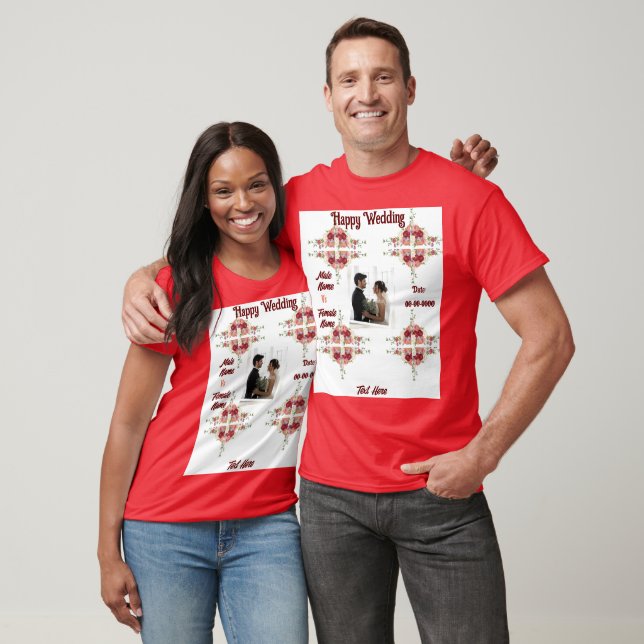 T-shirt Couleur Rouge Mariage Couples mariage Célébration (Unisexe)