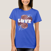 T-shirt couleur royale profonde femme fleur d'amou