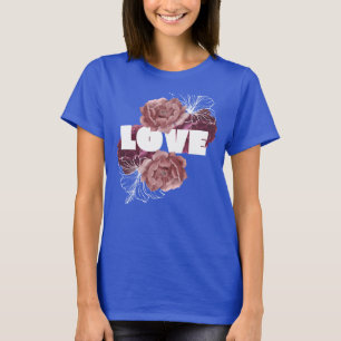 T-shirt couleur royale profonde femme fleur d'amou