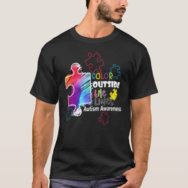 T-shirt Couleur sensibilisation sur l'autisme À L'Extérieu (Devant)