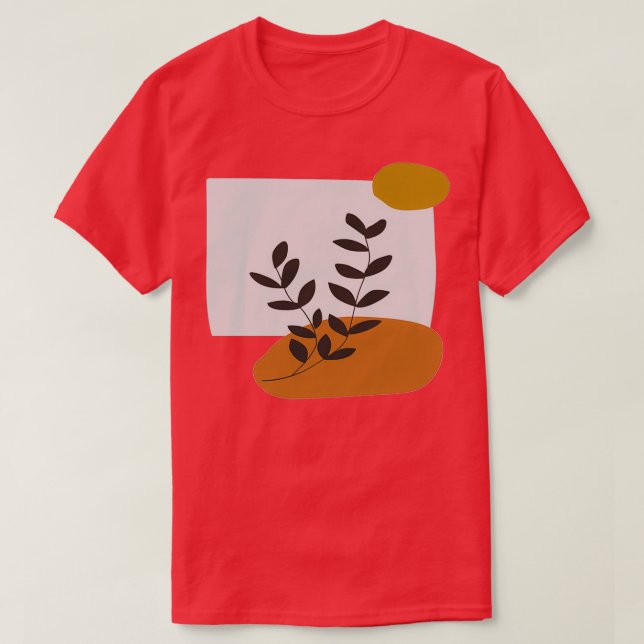 T-shirt Couleur Terre Neutre Feuille Abstraite Illustratio (Design devant)