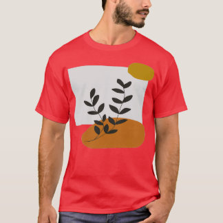 T-shirt Couleur Terre Neutre Feuille Abstraite Illustratio