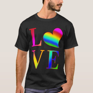 T-SHIRT COULEUR TYPO ARC-EN-CIEL CŒUR AMOUR