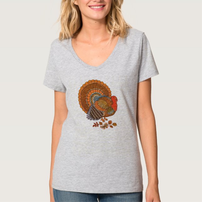 T-shirt Couleurs d'automne Feuilles de dinde (Devant)
