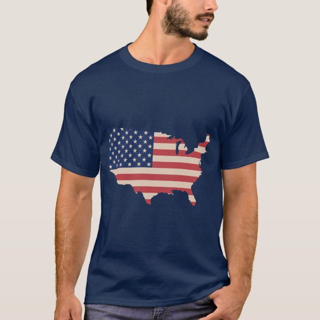 T-shirt Couleurs de carte de drapeau des Etats-Unis (Devant)