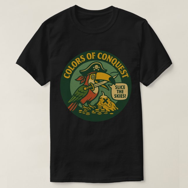 T-shirt Couleurs de conquête pirate toucan (Design devant)