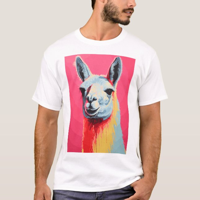T-shirt Couleurs de visage de lama, sérigraphie dessinée à (Devant)